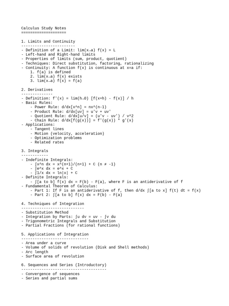 Download calculus_study_notes | PDF