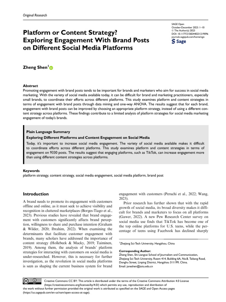 Platform or Content Strategy Exploring Engagement | PDF | Brand ...
