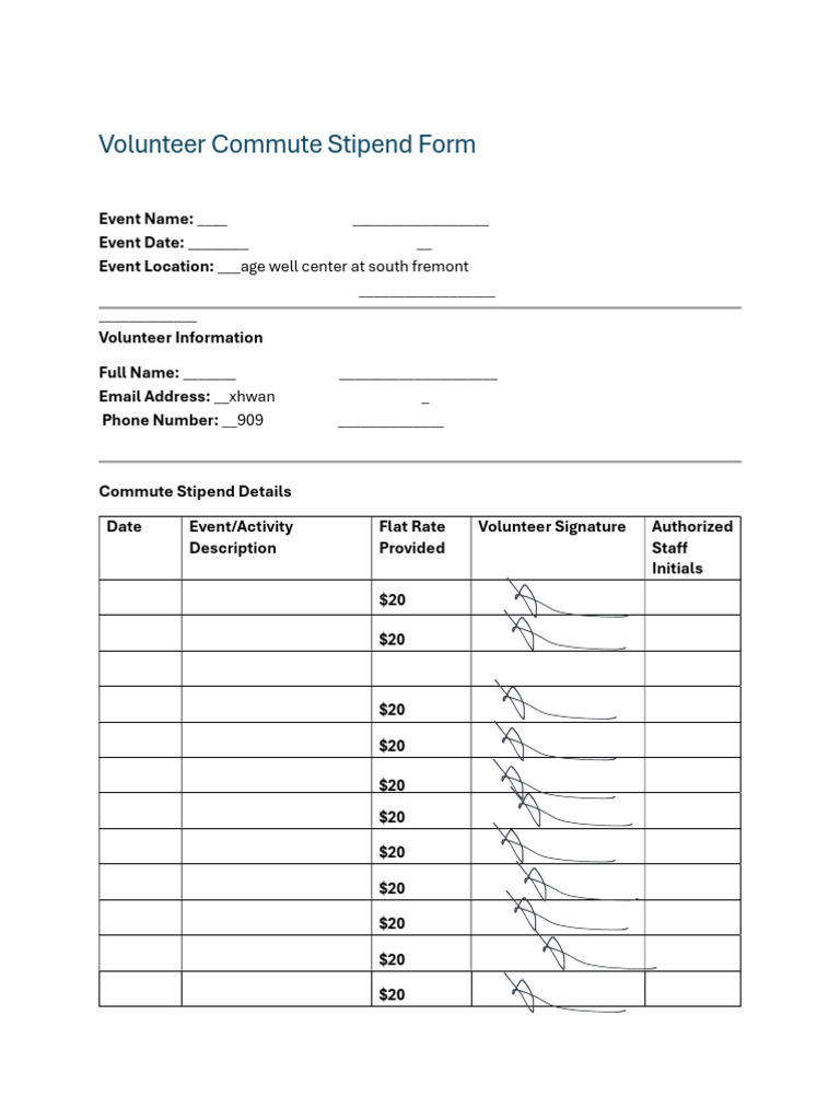 Volunteer Commute Stipend Form | PDF | Taxes | Flat Tax