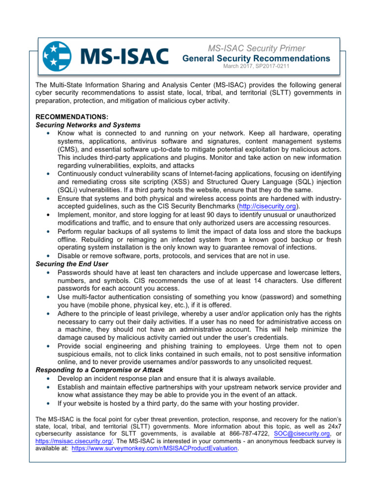 Security Primer General Security Recommendations | PDF | Security ...