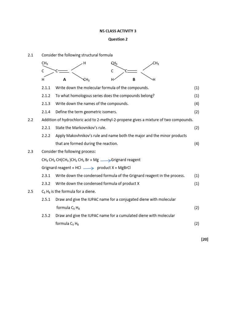 Organic Chemistry N5 Activity Guide | PDF