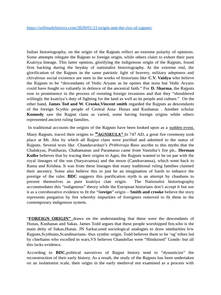 Origins and Rise of the Rajputs | PDF