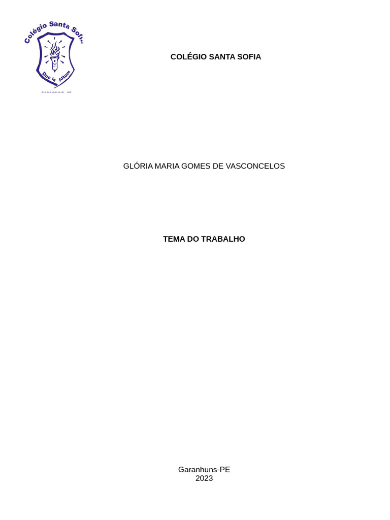 Modelo De Trabalho Escolar Pdf