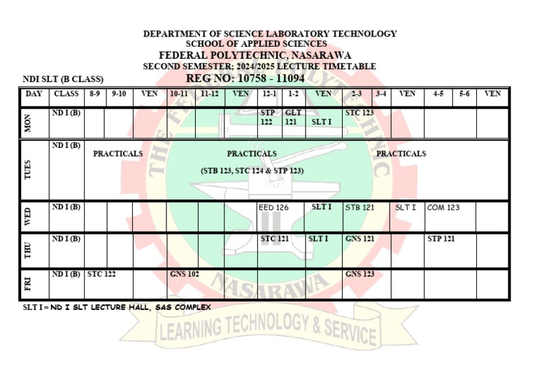 Time Table - Ndi SLT - 2nd Sem - B Class | PDF