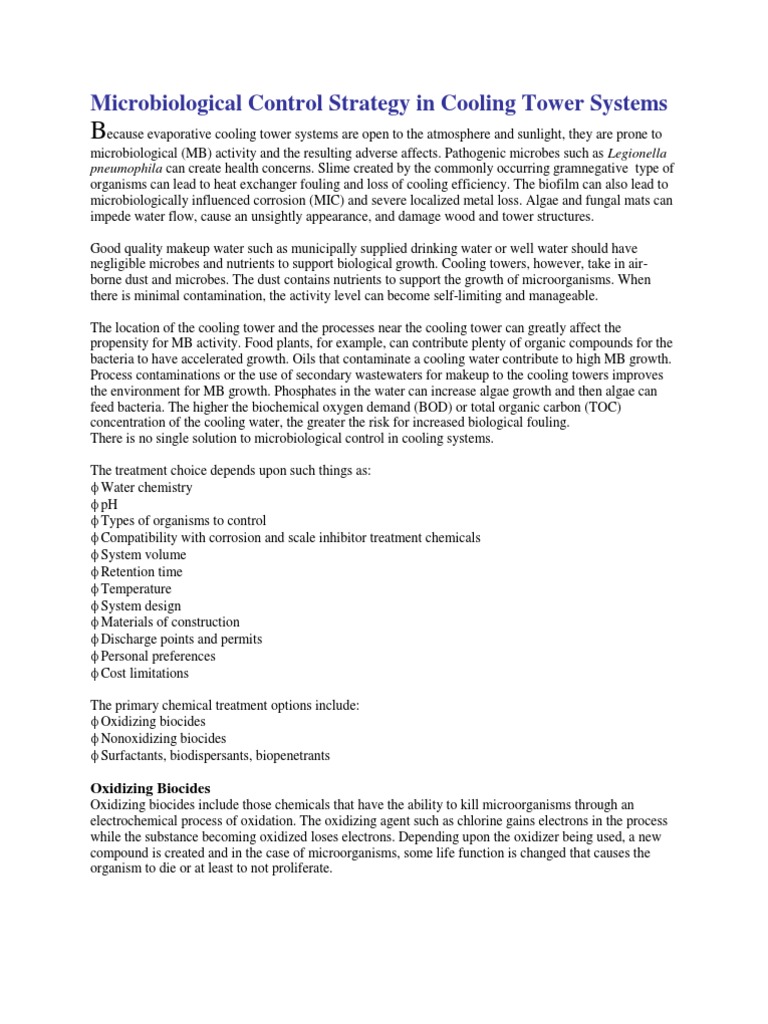 Microbiological Control Strategy in Cooling Tower Systems PDF