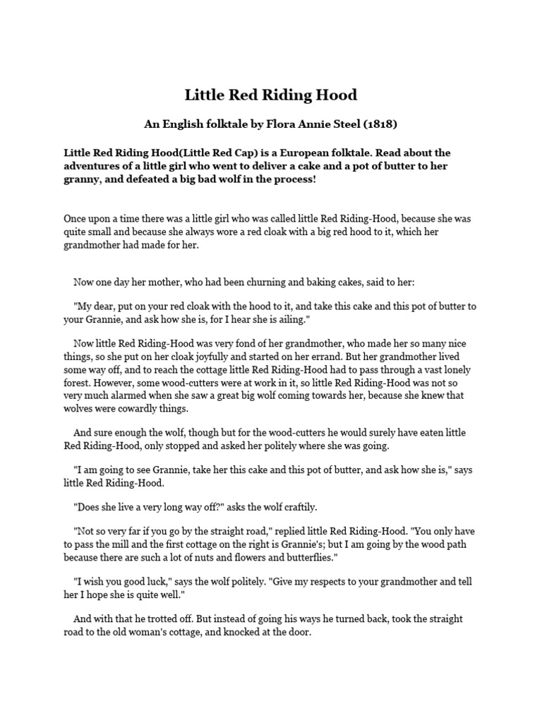Little Red Riding Hood: A Folktale | PDF | Little Red Riding Hood