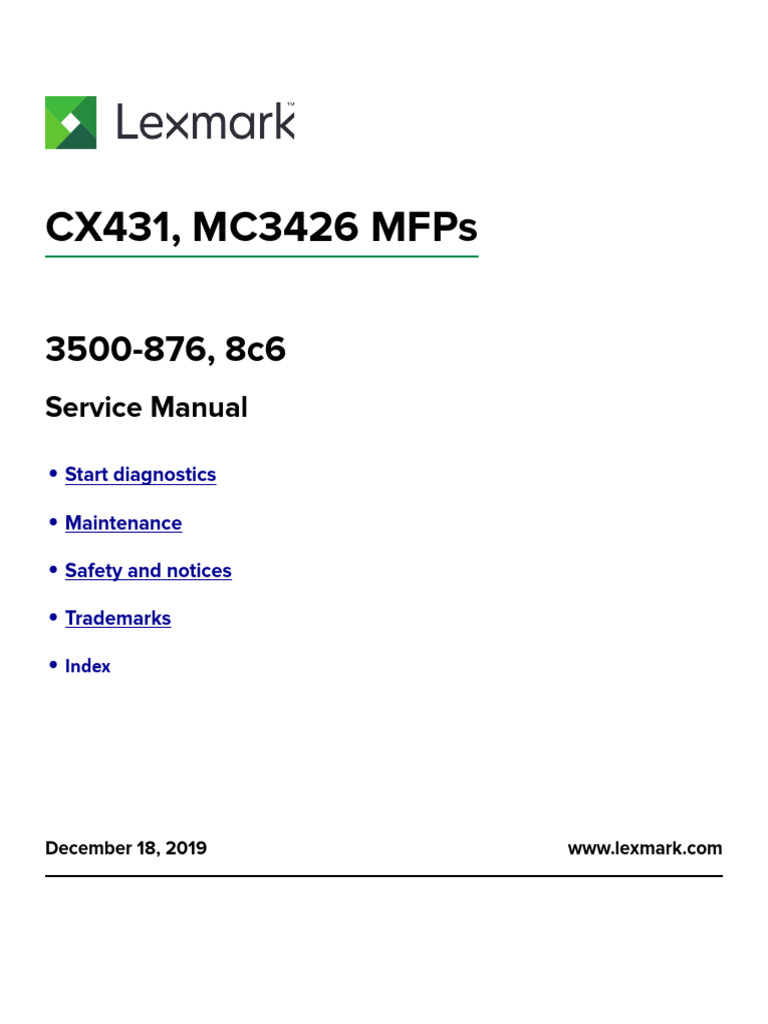 2020 CX431 MC3426 Service Manual | PDF | Image Scanner | Printer