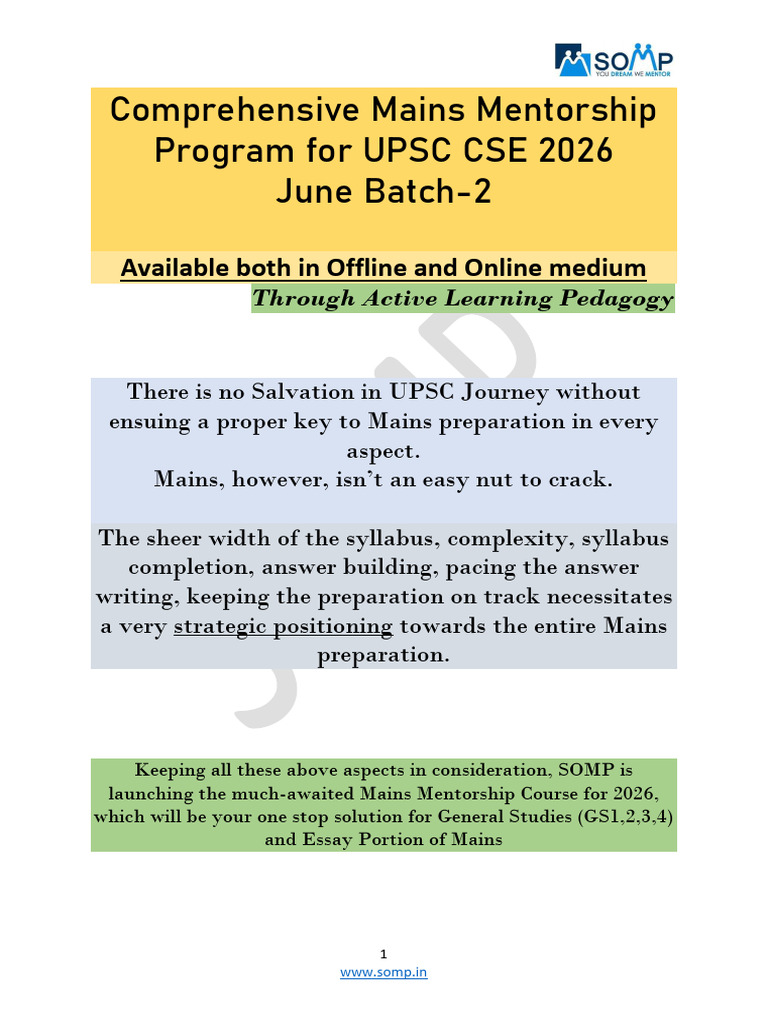 UPSC 2026 Mains Mentorship Program | PDF