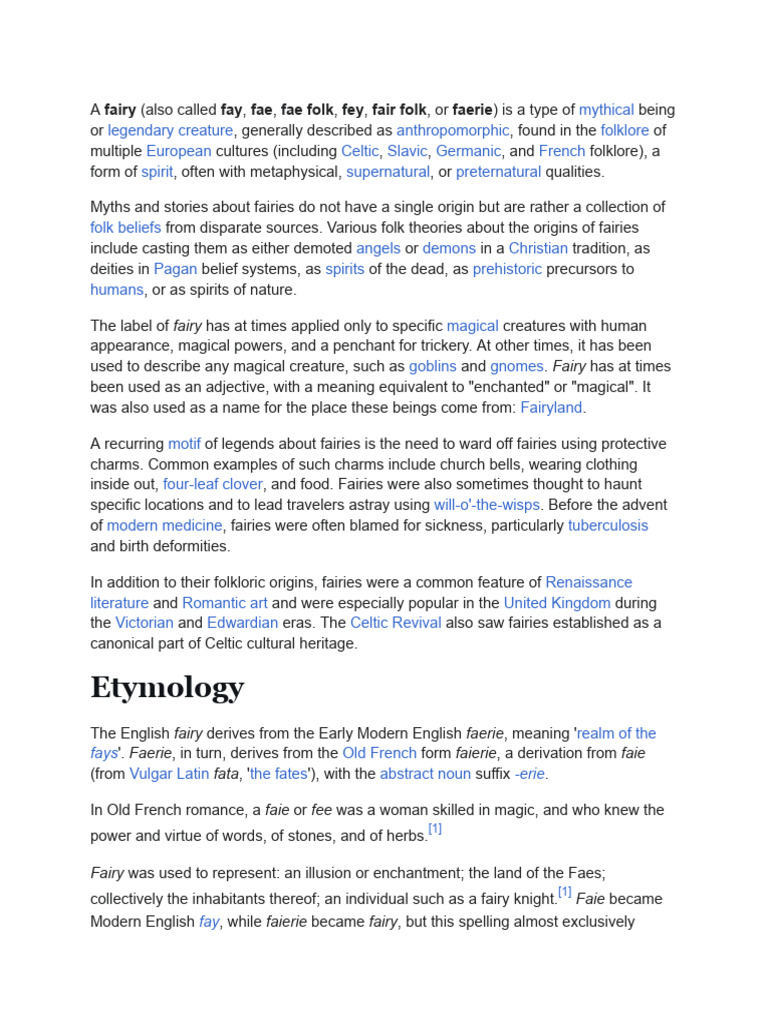 Fairy PDF Fairies Folklore