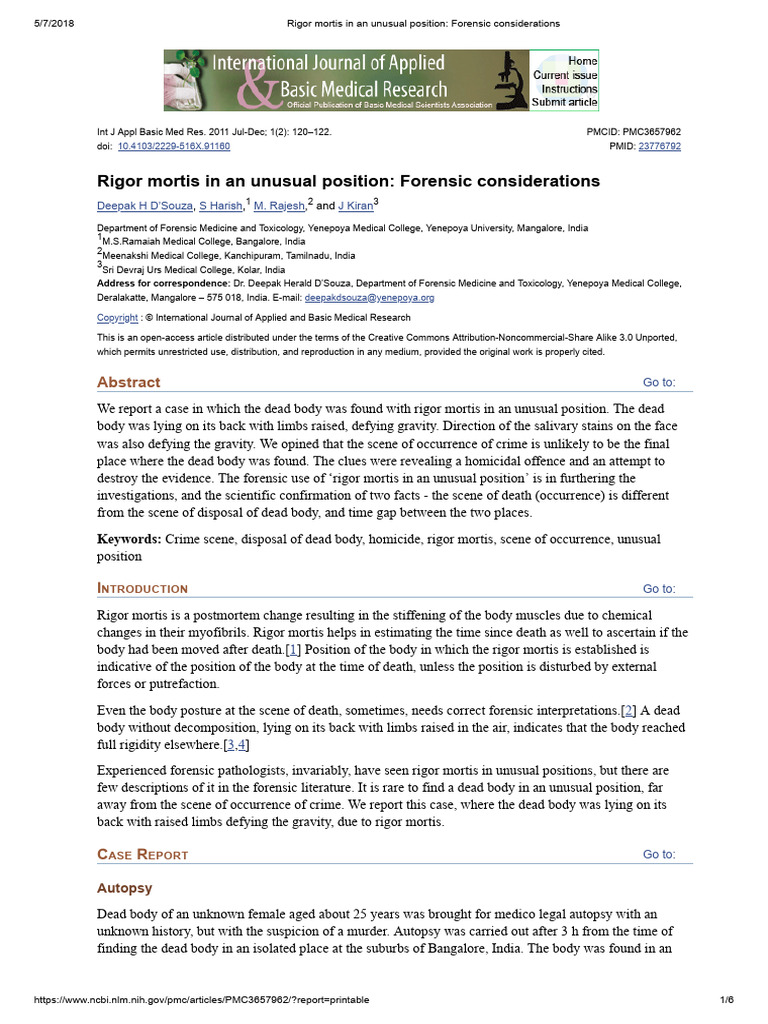 Unusual Rigor Mortis Position in Homicide | PDF | Anatomical Terms Of ...