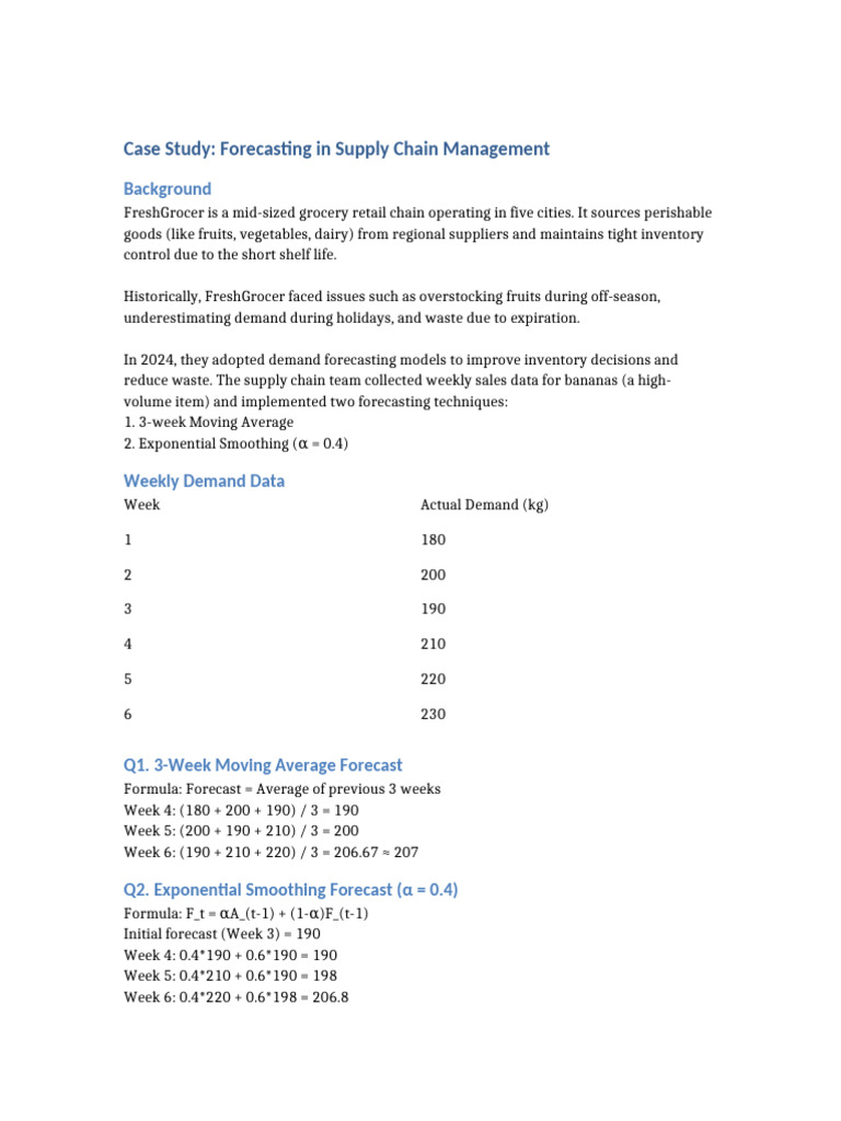 Forecasting Techniques in Retail Supply Chain | PDF