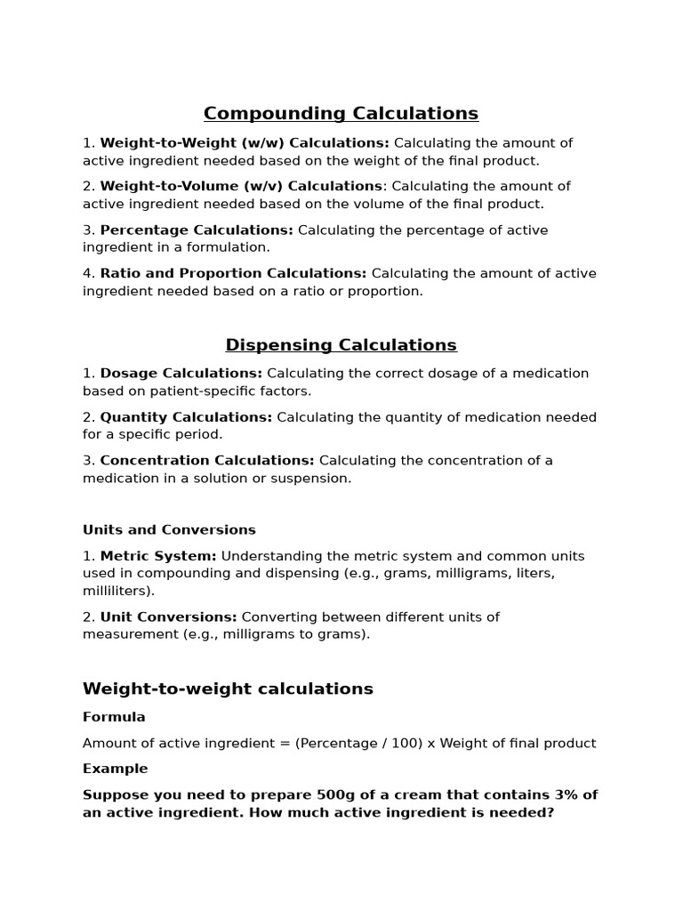 Compounding Calculations Guide | PDF | Mixture | Ratio