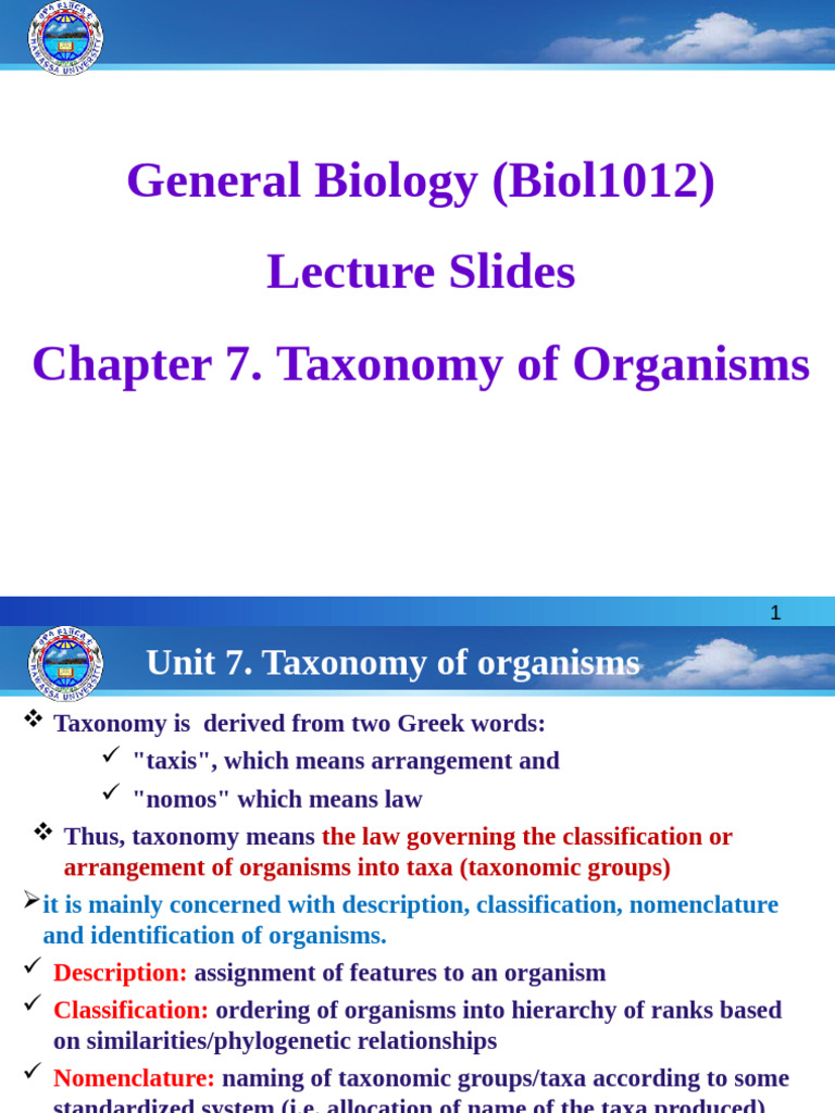 General Biology Chapter 7 Modified | PDF | Taxonomy (Biology) | Organisms