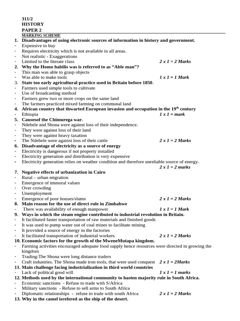 History and Government Exam Marking Guide | PDF