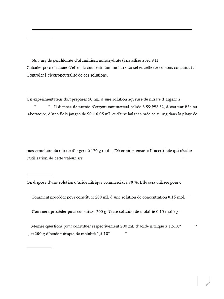 Réactions chimiques et solutions en TD | PDF | Ph | Équilibre chimique