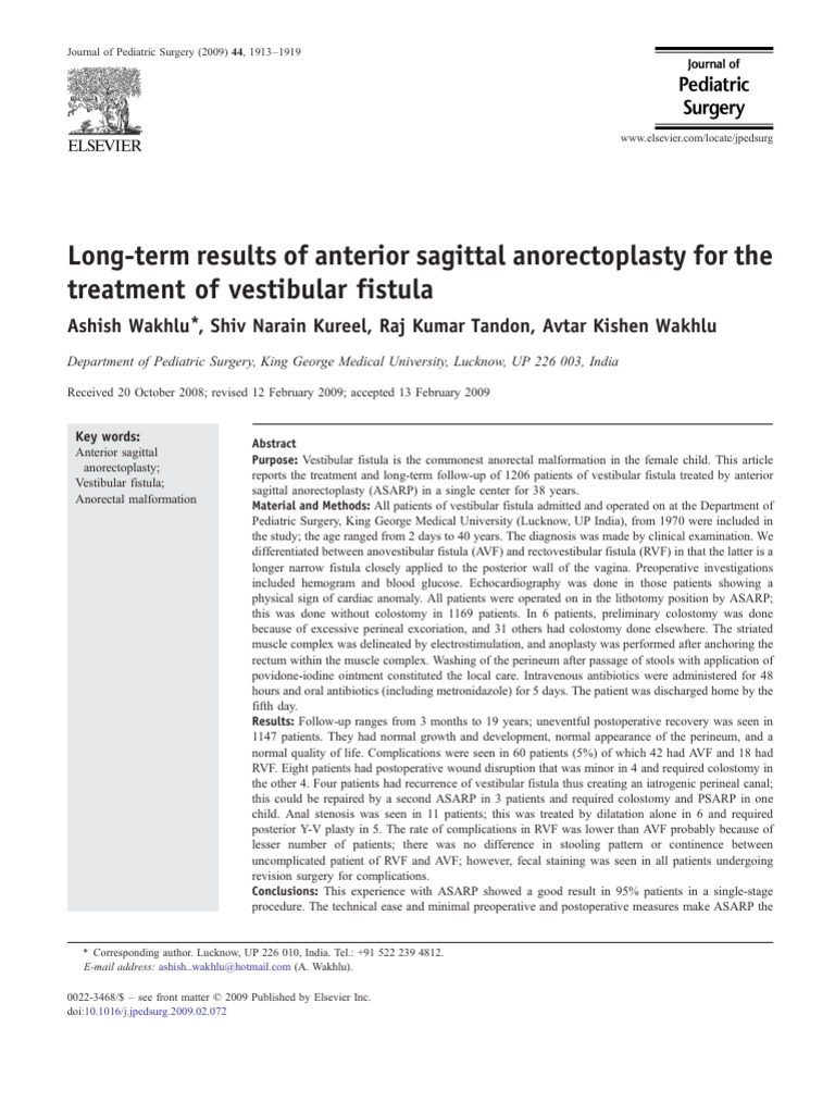 Long-term Outcomes of ASARP for Fistula | PDF | Rectum | Constipation