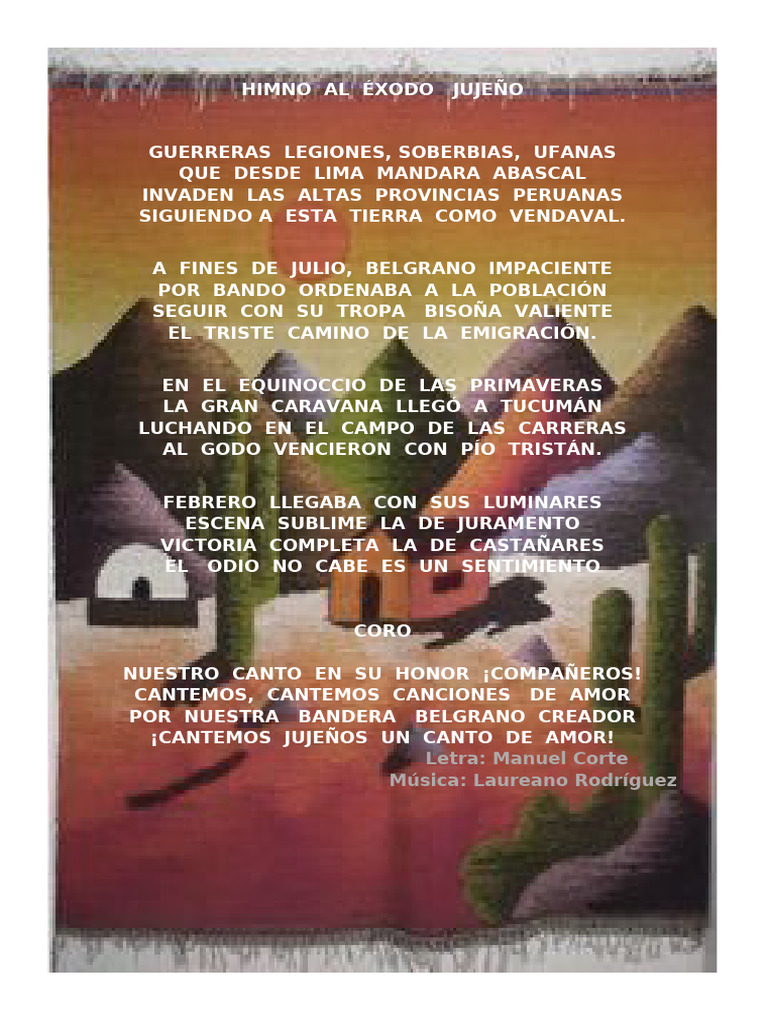 Himno al Éxodo Jujeño: Letra Completa | PDF