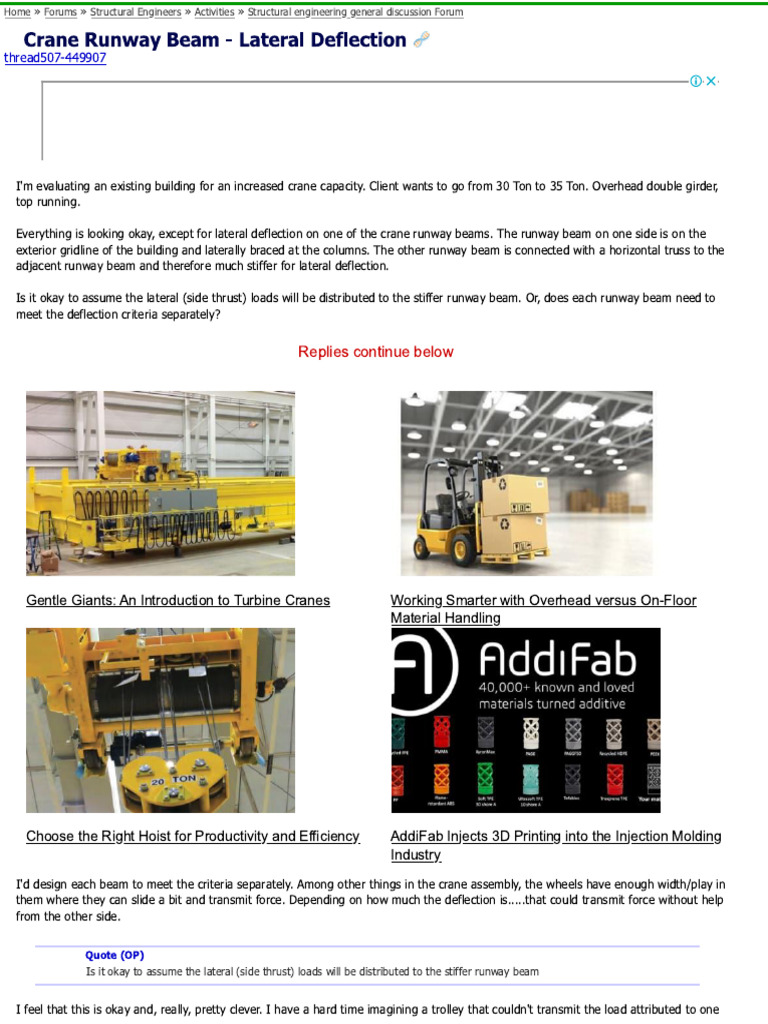 Crane Runway Beam - Lateral Deflection_ENG-TIPS_COM | PDF
