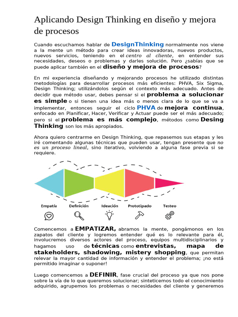 Aplicando Design Thinking en Diseño y Mejora de Procesos | PDF | El ...