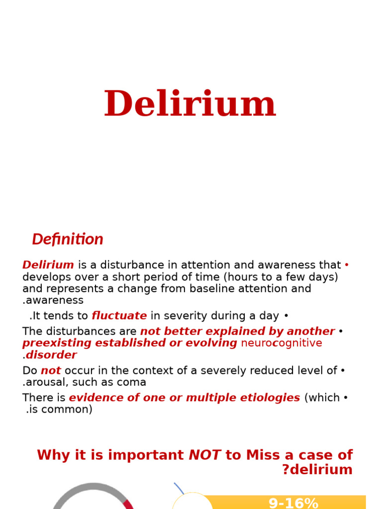 Definition and Overview of Delirium | PDF | Medicine | Clinical Medicine