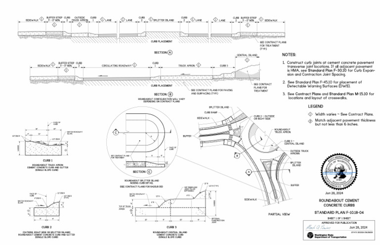 Roundabout Curb and Gutter Design Guide | PDF | Sidewalk | Road ...