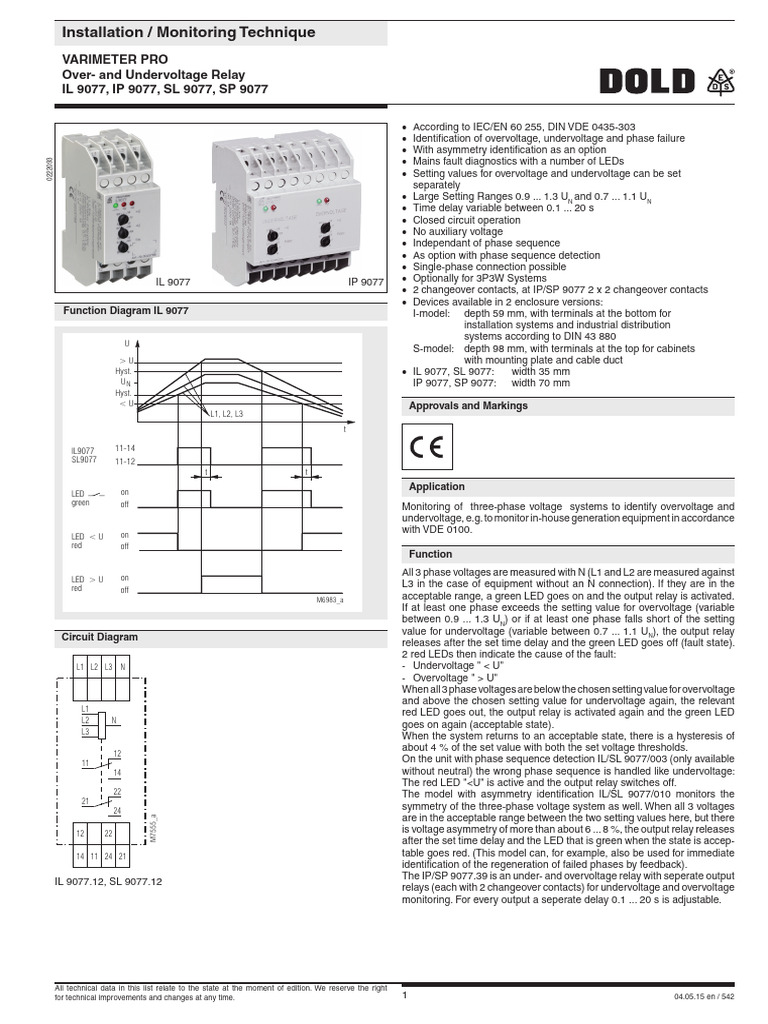 01 B Ru Dol Il9 077 100 en Il9077 Voltage Relay | PDF | Relay ...