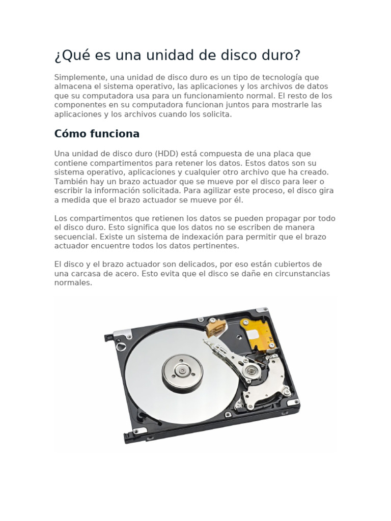 Definición de unidad de disco duro | PDF | Hardware de la computadora ...