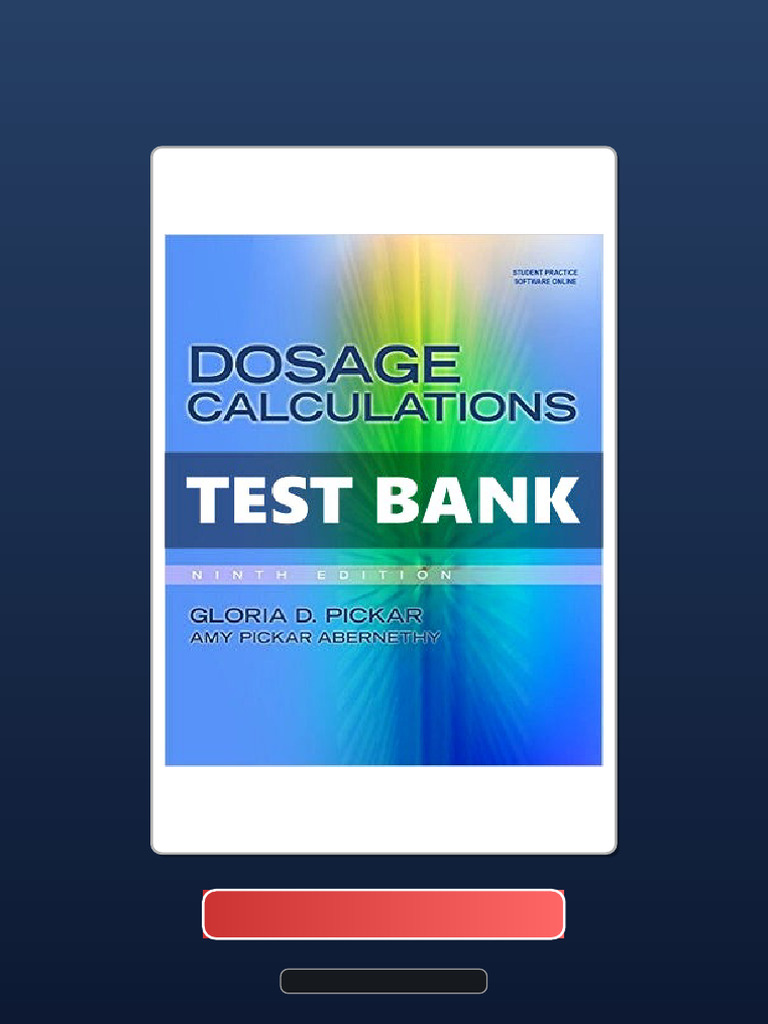 Donursing Calculations 9 Ed Pickar Ebook and TestBank Bundle Full ...
