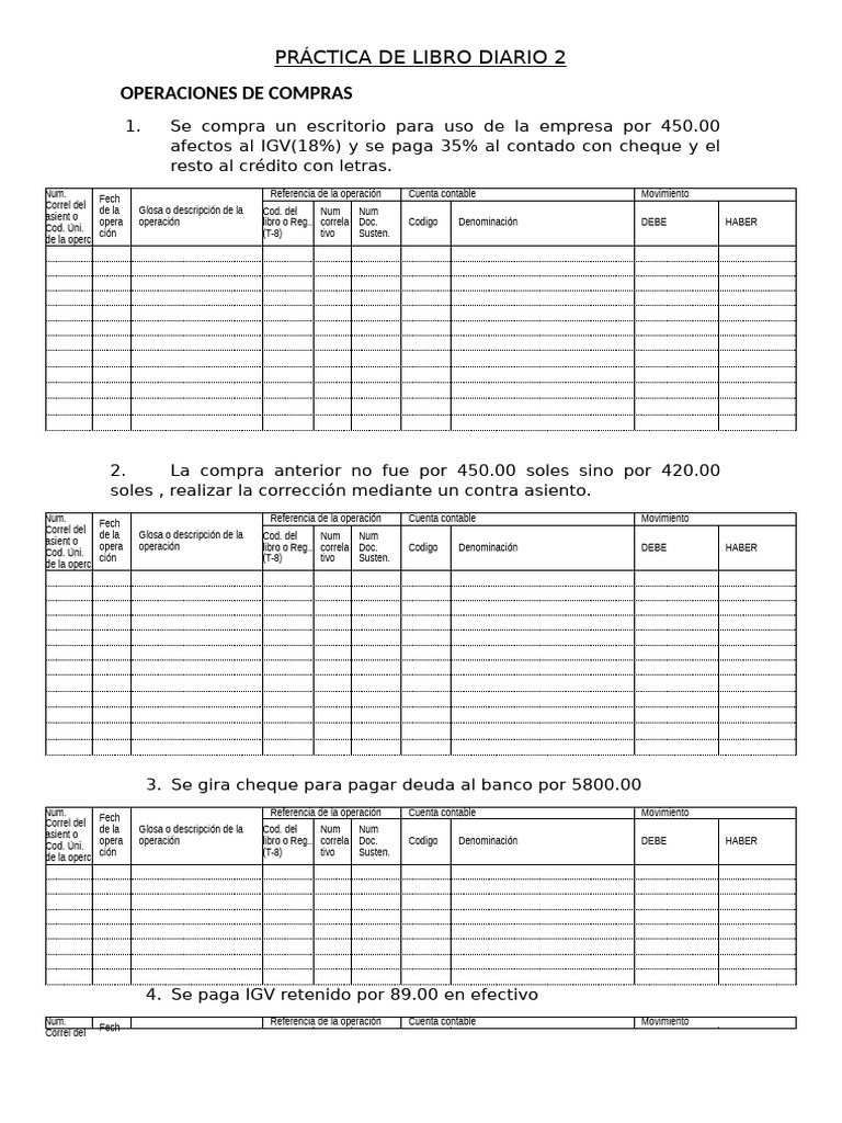 Asientos Contables de Compras y Pagos | PDF | Servicios financieros ...