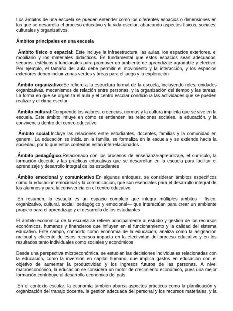 Ámbitos Clave en el Proceso Educativo | PDF | Sustentabilidad | Enseñando