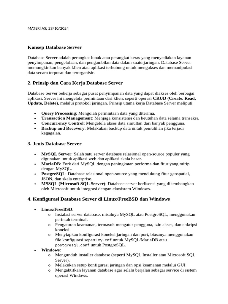 Panduan Konfigurasi Database Server | PDF