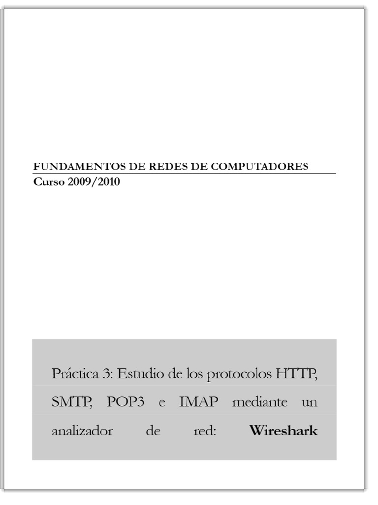 Protocolos HTTP, SMTP, POP3 e IMAP Mediante Un Analizador de Red ...
