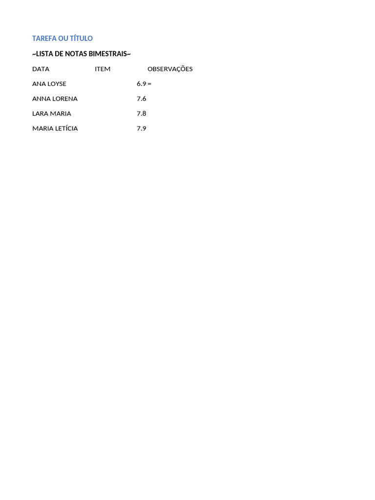 Notas Bimestrais | PDF