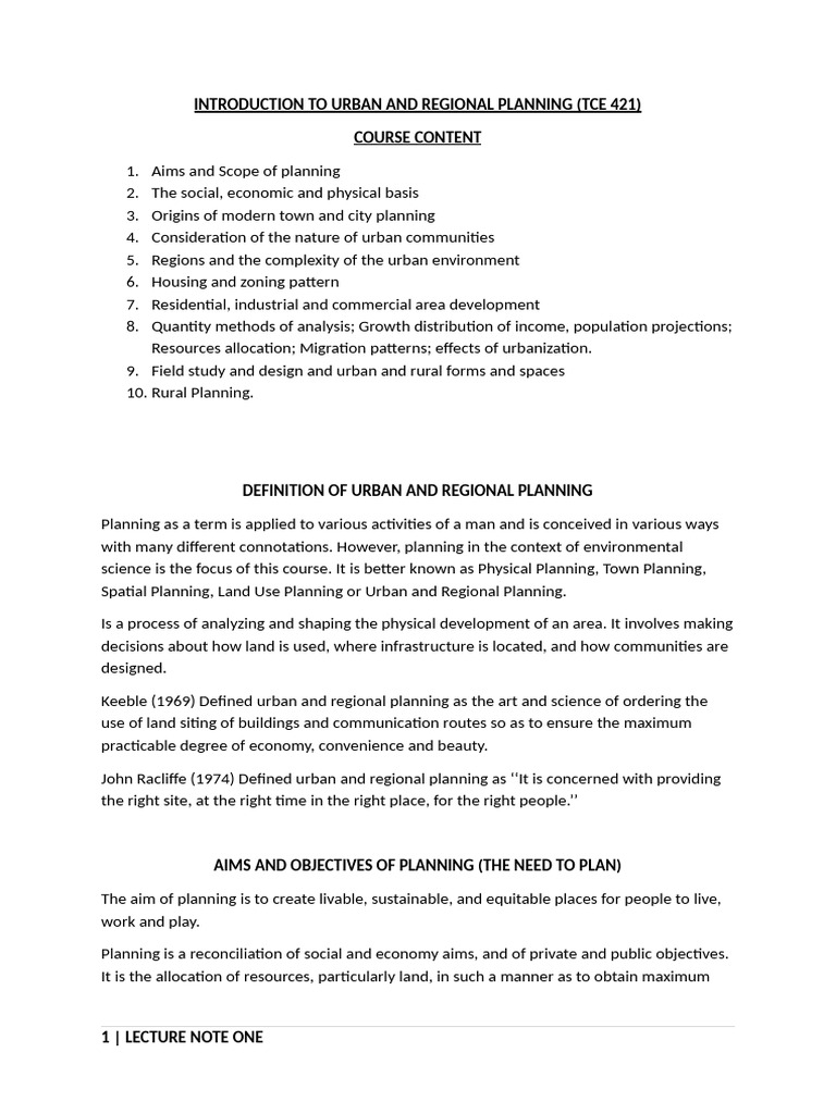 Introduction To Urban and Regional Planning - 103447 | PDF | Urban ...