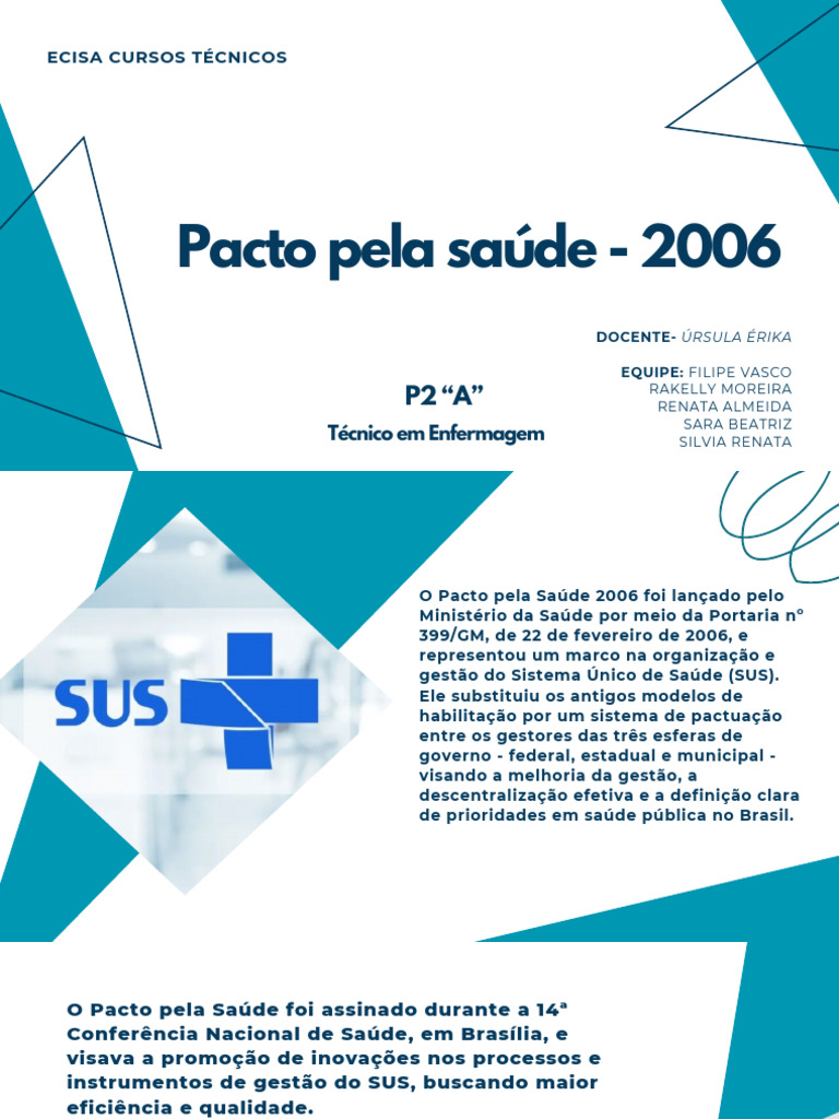 Pacto pela Saúde 2006: Marco do SUS | PDF