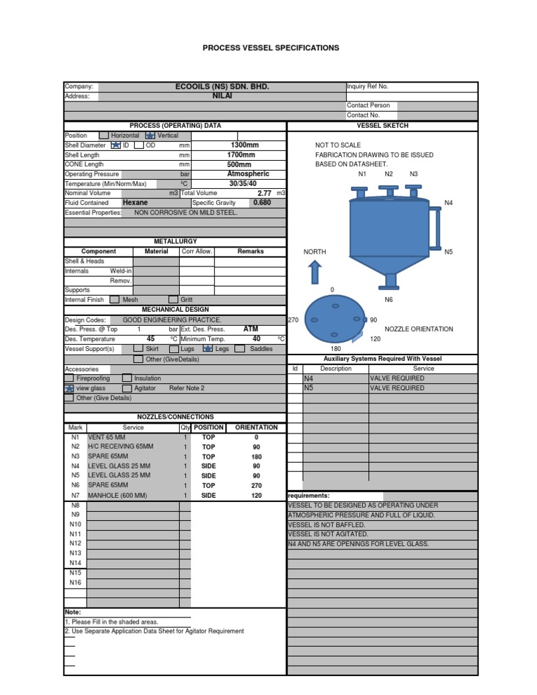 Vessel Datasheet Continuum Mechanics Mechanical Engineering
