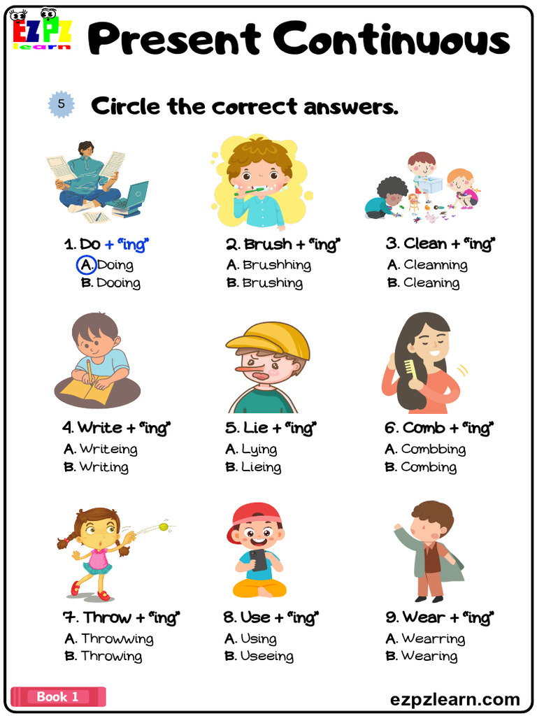 Present Continuous Circle The Correct Answers Grammar Worksheet | PDF