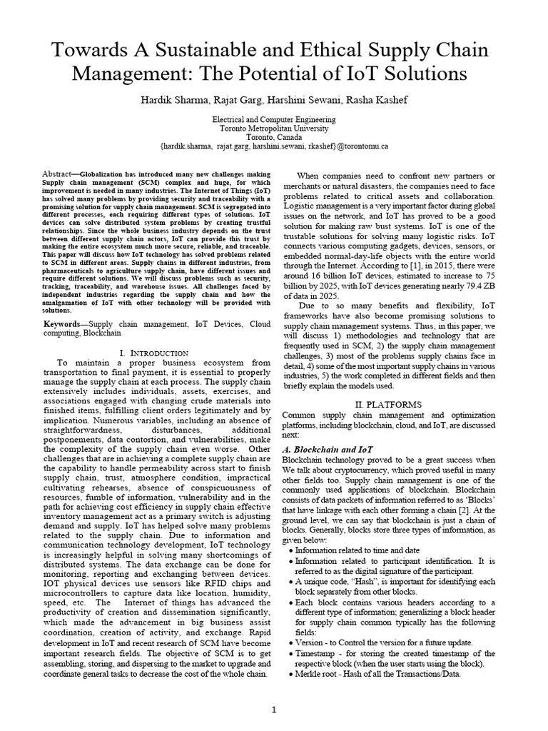 IoT Solutions for Ethical Supply Chains | PDF | Internet Of Things ...