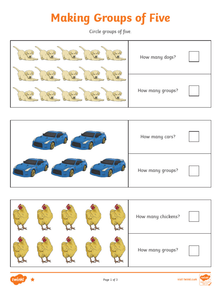 Groups of Five Worksheet Activities | PDF