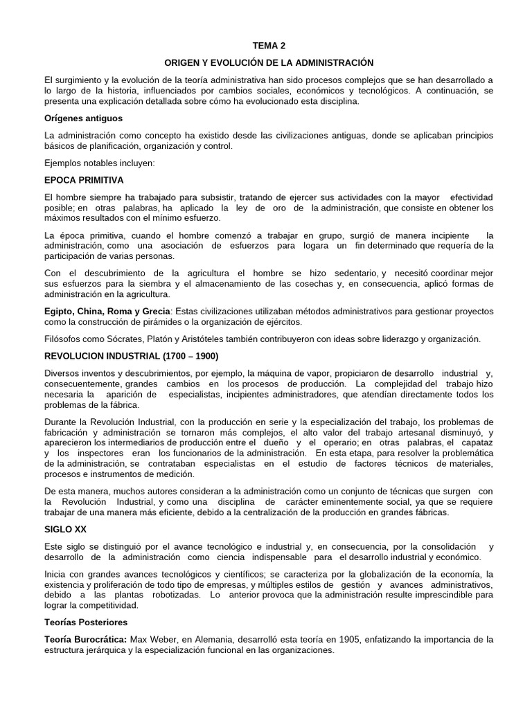 Evolución de la Administración a lo Largo del Tiempo | PDF | Evolución ...
