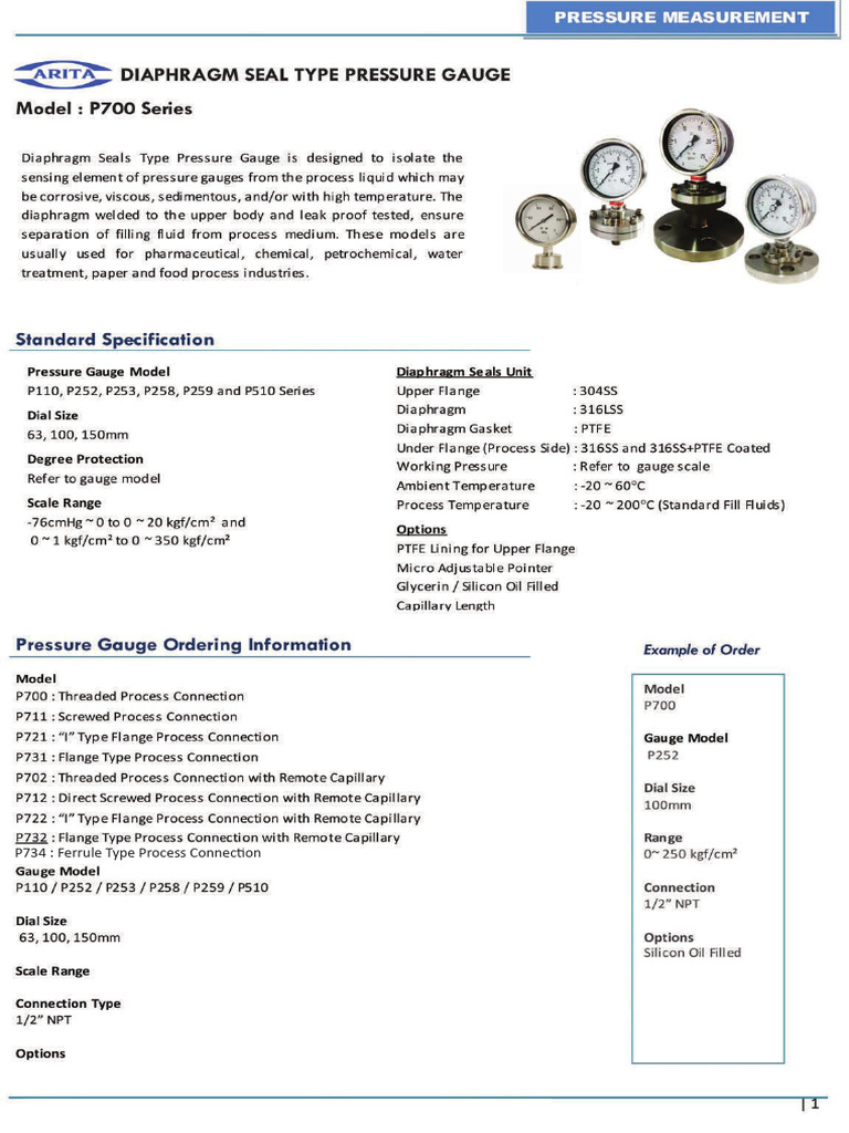 192 Datasheet-P700 Diaphragm Seal | PDF
