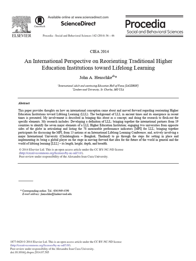 Lifelong Learning in Higher Education | PDF | Learning | Lifelong Learning