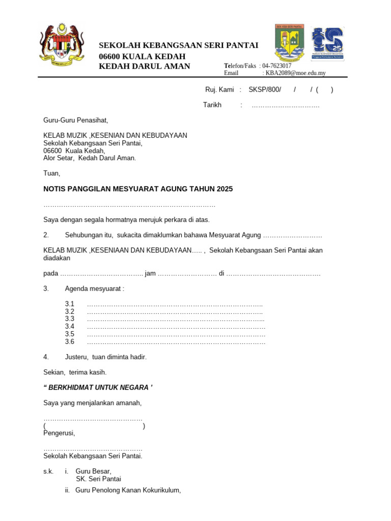 Notis Panggilan Mesyuarat | PDF