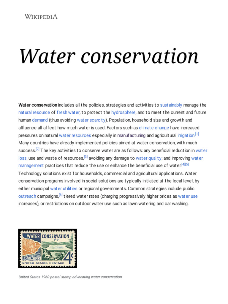Water Conservation - Wikipedia | PDF | Irrigation | Water Conservation