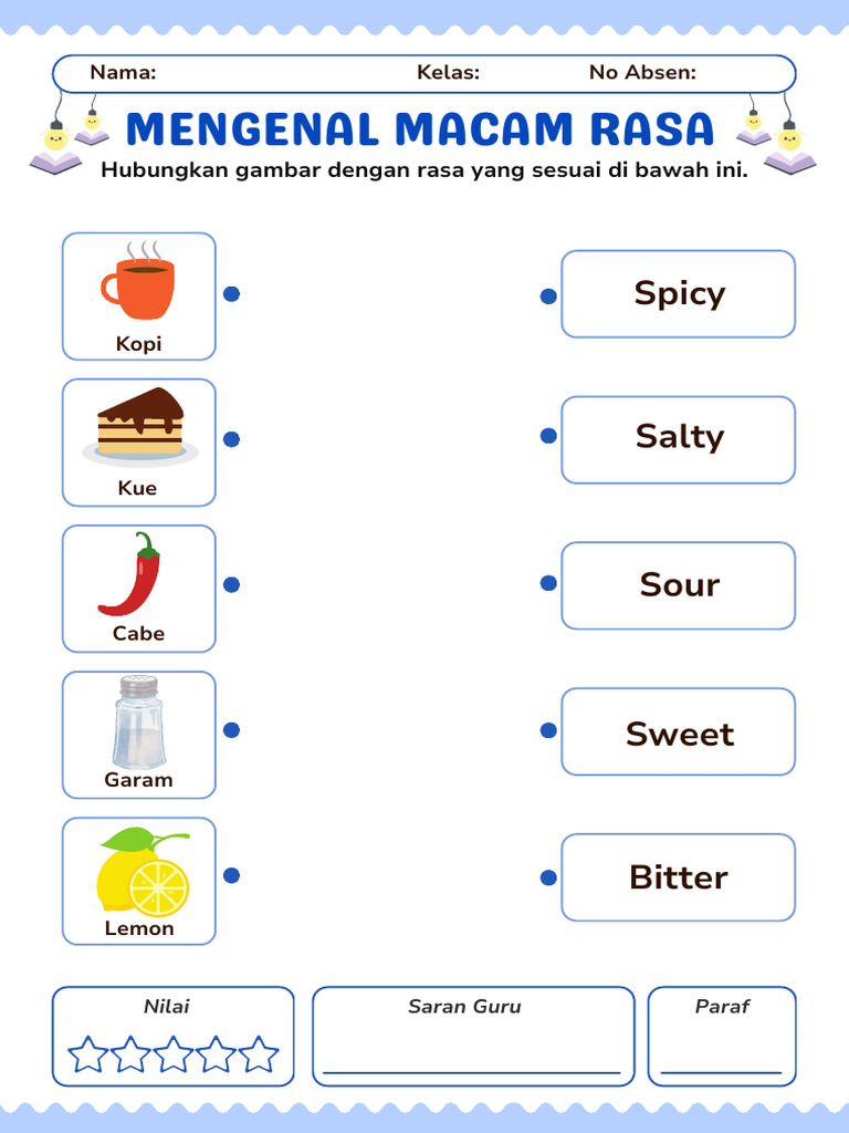 Worksheet Mengenal Rasa untuk Anak TK | PDF