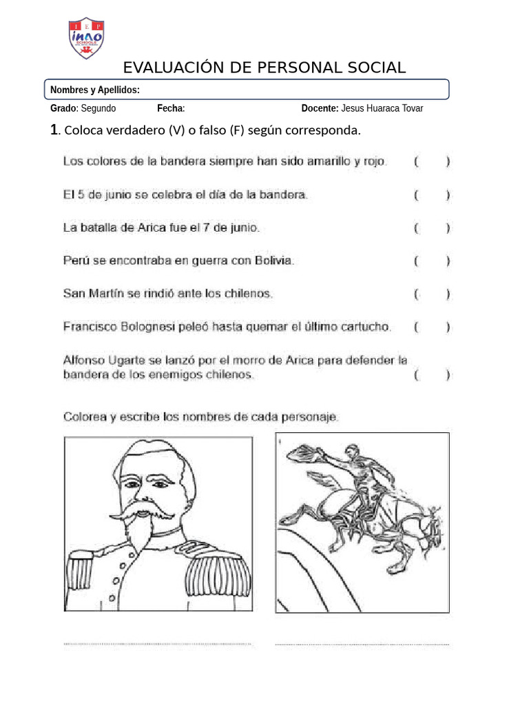 Evaluación de Personal Social Segundo Grado | PDF