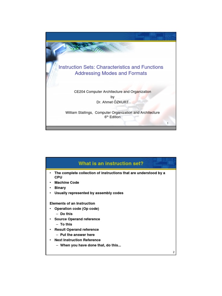 Instruction Sets: Characteristics and Functions Addressing Modes and ...