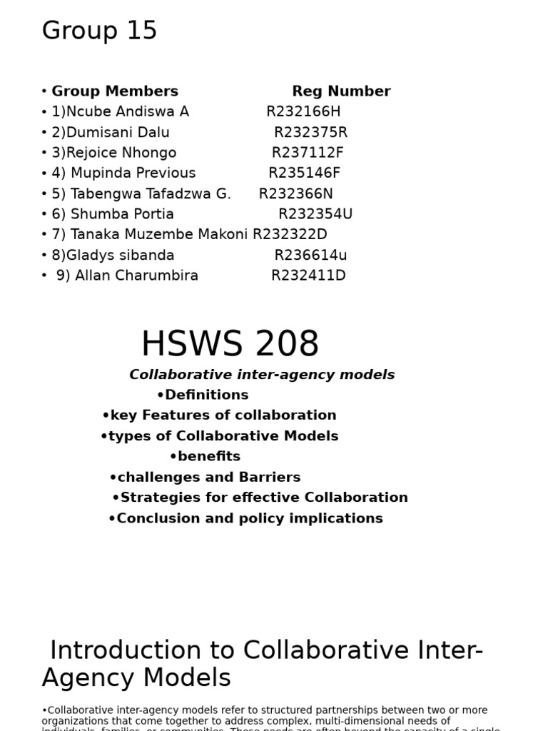 Group 15 Collaborative Inter-Agency Models | PDF | Collaboration ...