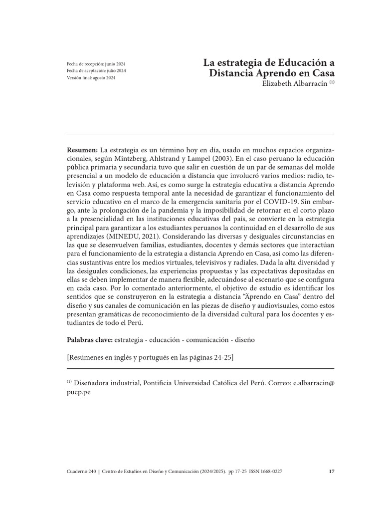 La Estrategia de Educación A Distancia Aprendo en Casa | PDF ...