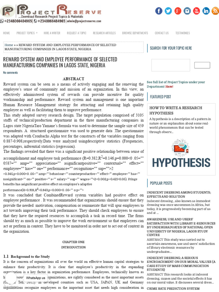 Reward Systems Impact on Employee Performance | PDF | Incentive ...